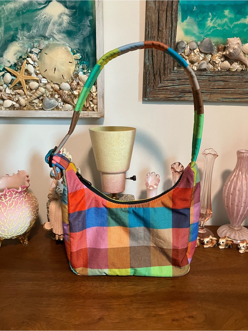 BAGGU Madras Mini Nylon Shoulder Bag Urban Outfitters UO - Picture 3 of 7
